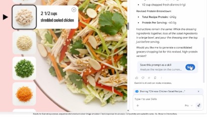Người dùng thường xuyên yêu cầu Gemini gợi ý nguyên liệu thuần chay khi xem các trang công thức nấu ăn có thể lưu prompt này thành một Skill