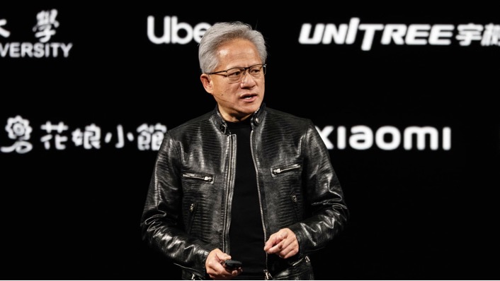 Jensen Huang, giám đốc điều hành của Nvidia Corp., phát biểu tại hội nghị Nvidia GTC bên lề Computex 2026 tại Đài Bắc, Đài Loan